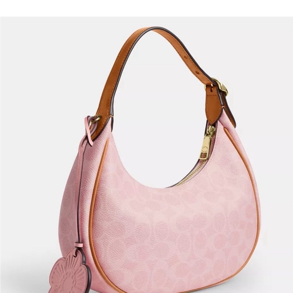 Coach Emily Powder Pink Shoulder Bag with Floral Charm - Picture 2 of 5